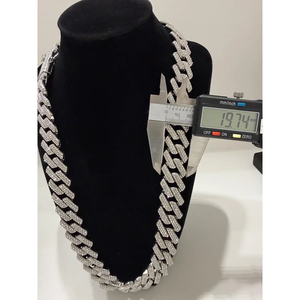 cuban chain iced out vvscz over stainless 24inch 19.5mm triple lock box